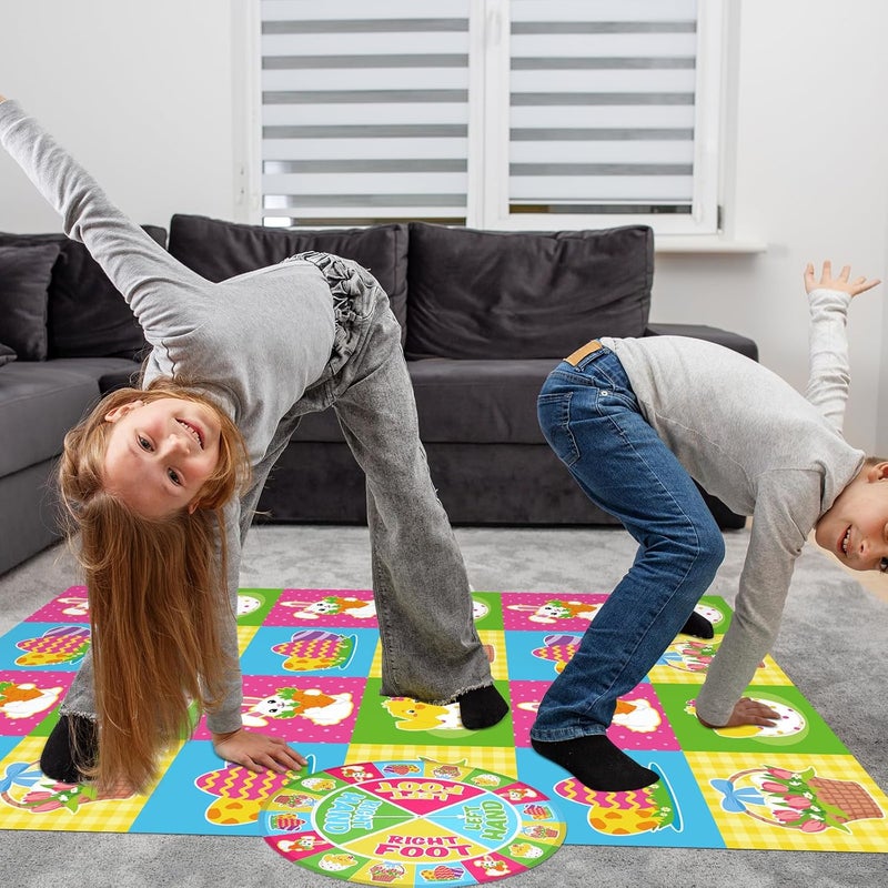 Civaner 3 Pcs Easter Party Game for Kids with Spinner Easter Conversation Party Twist Poses Mat Game with Conversation Mat Spinner for Classroom School - Image 4